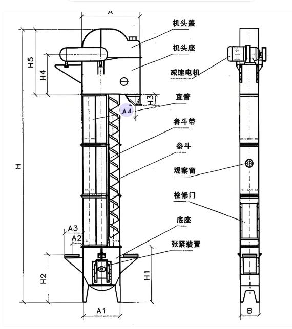 NE板链式提升机内部结构分解图